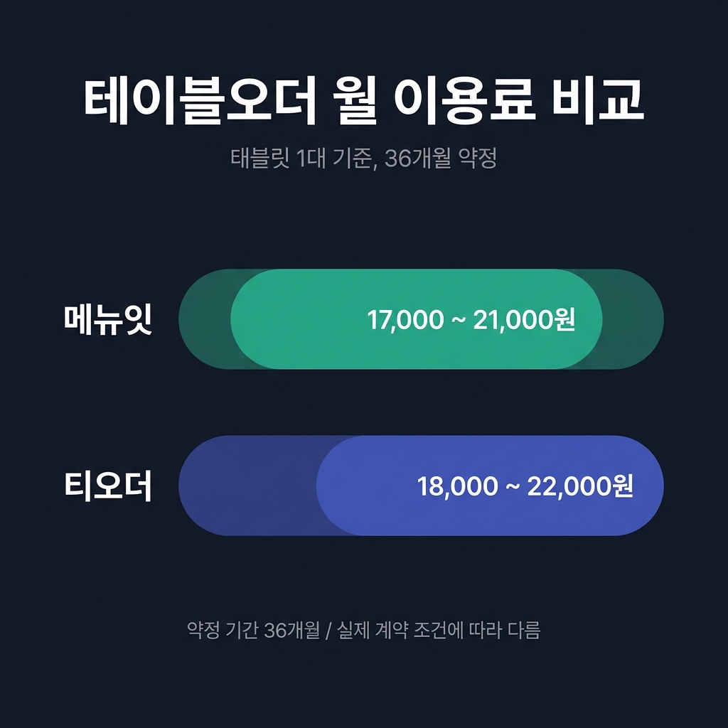테이블오더 월 이용료 비교